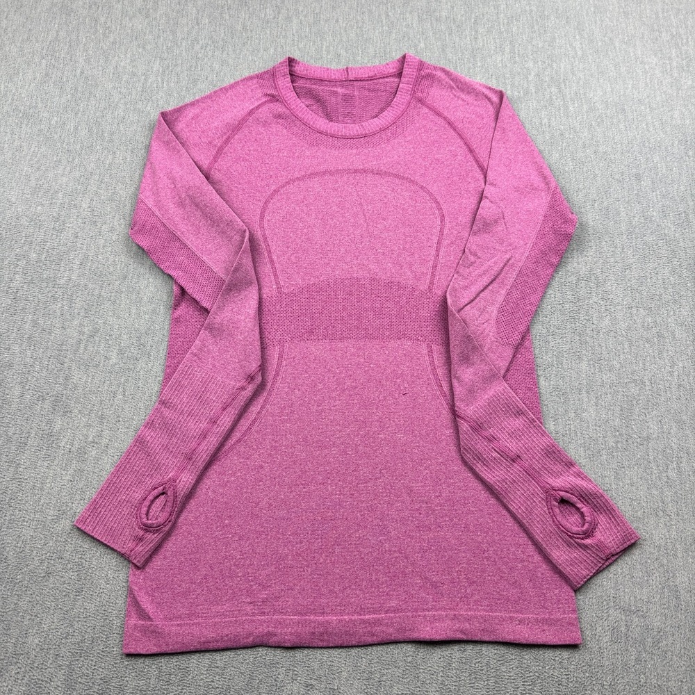 Lululemon Shirt Women 8 Pink Swiftly Tech Top Long Sleeve Seamless Mesh Gym Yoga